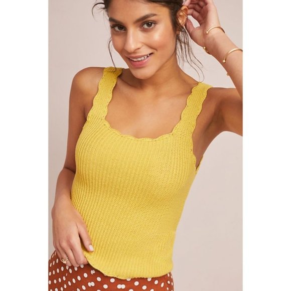 Anthropologie Tops - Anthropologie Moth Newport Sweater Tank Yellow M